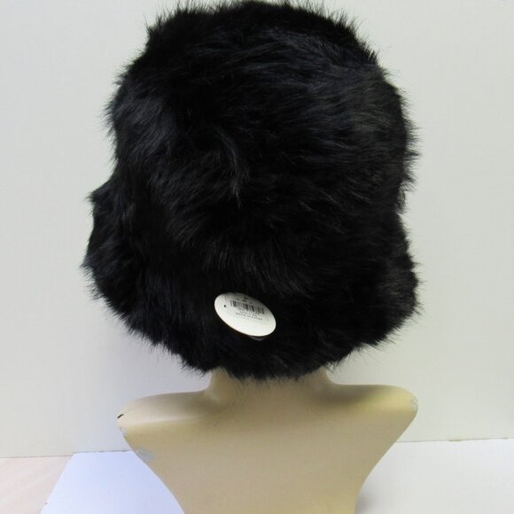 Women's Black Warm Soft Cozy Stylish Faux Fur Fuzzy Winter Bucket Hat NEW - Picture 4 of 7